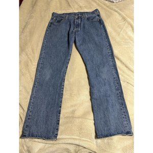 Levis 501 Mens Blue Jeans - Button Fly Straight Leg Denim - 35 X 32